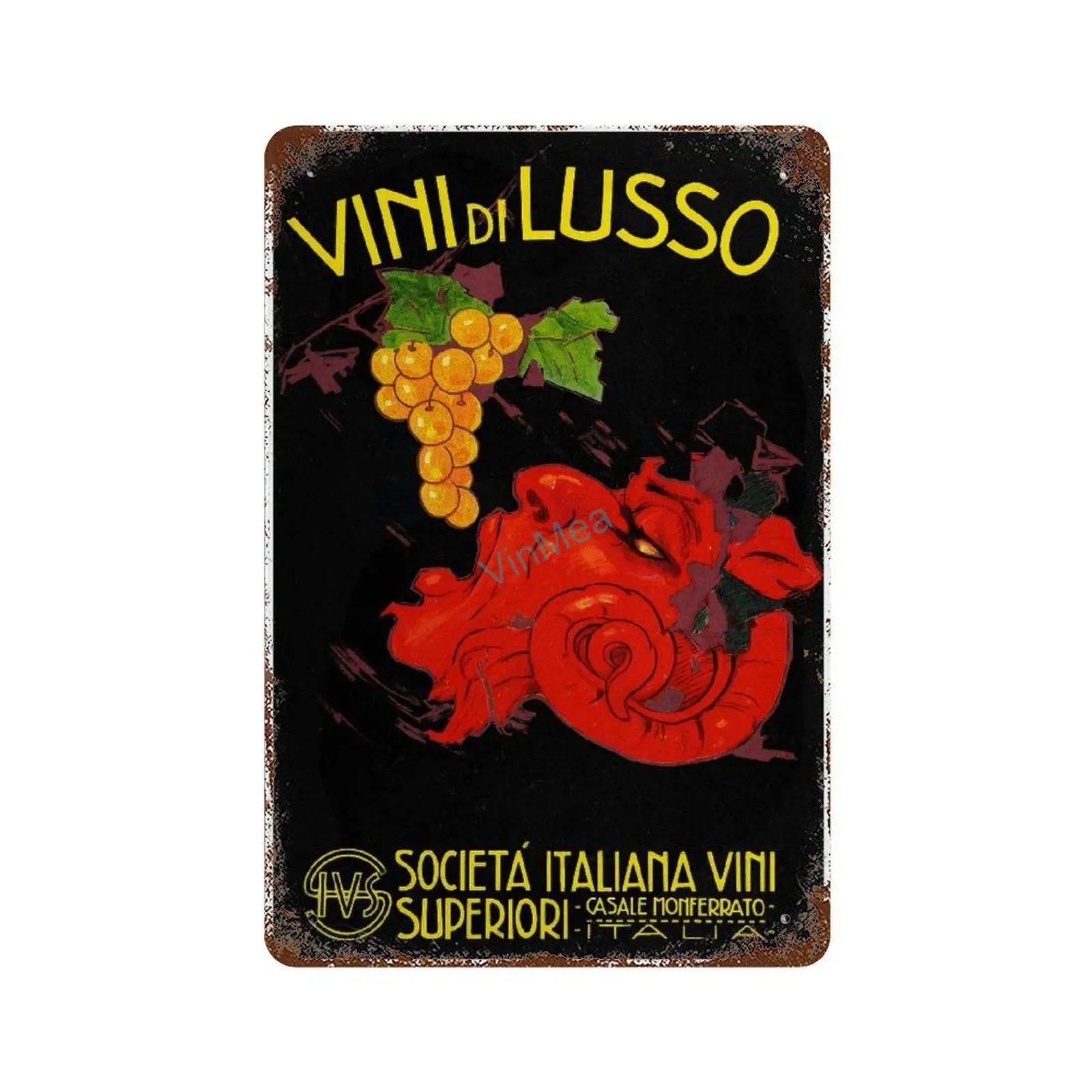 

Metal Tin Sign Italian Vino Advertising Vintage Reproduction Metal Sign Decorative Aluminum Signs Public Sign Pub Club Bar Wall