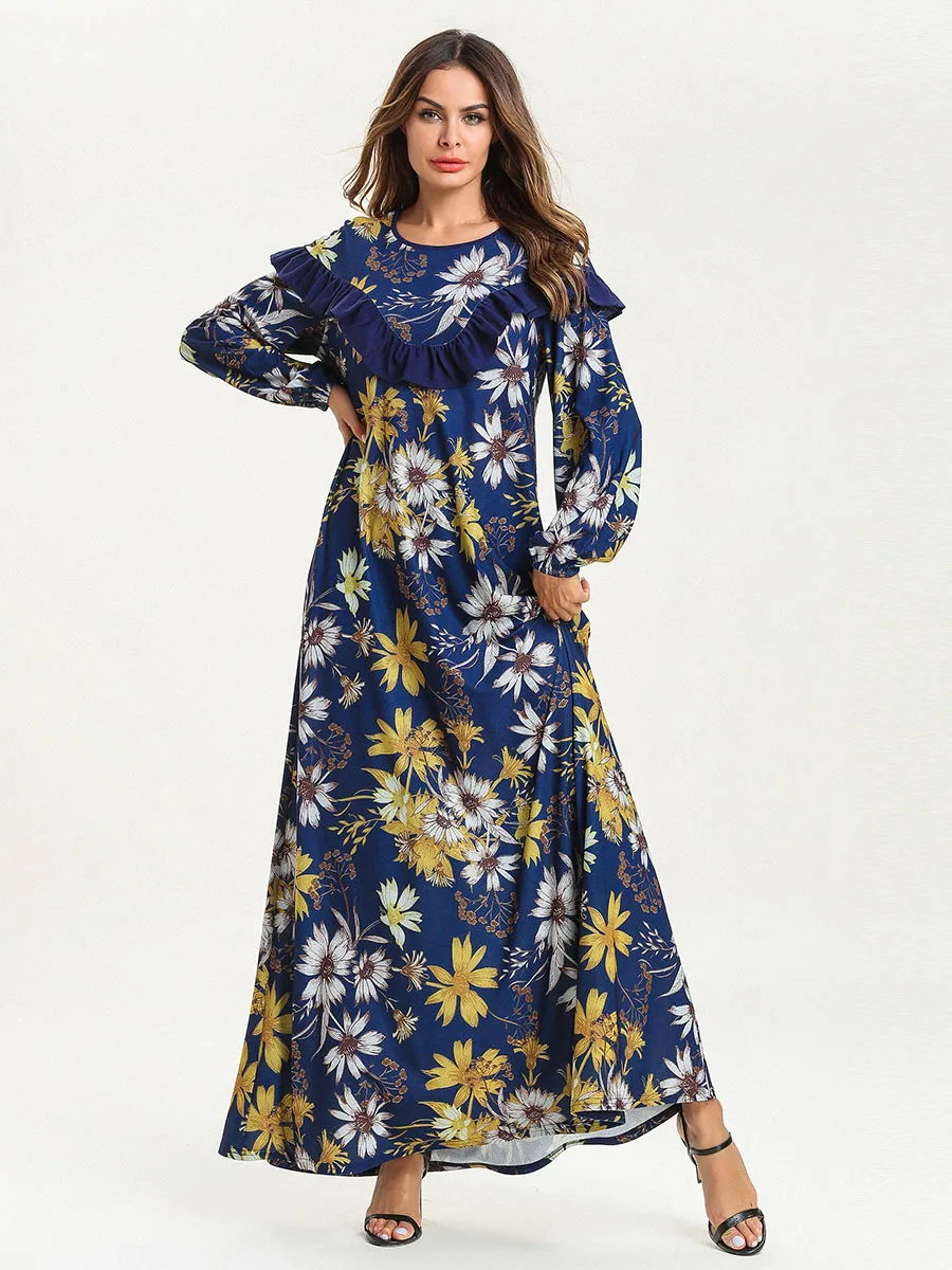 Vetement Femme 2019 Abaya турецкое платье с оборками мусульманские халаты свободная длинная
