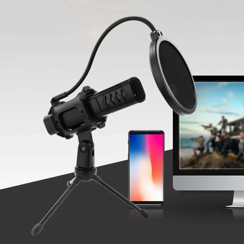 Конденсаторный микрофон Type-C для телефона ноутбука Поющая игр потоковой записи