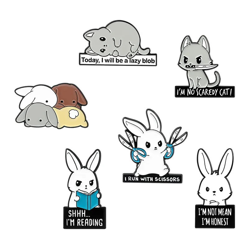 

Cartoon Bunny Lapel Pins Badges Cute Animal Women Enamel Brooches On Backpack Aesthetic Letter Pins Metal Vintage Brooch Jewelry