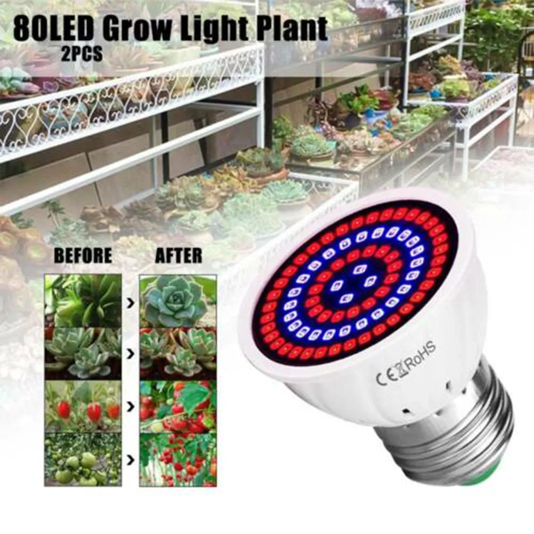 

2 Pcs Plant Grow Light Bulb E27 Full Spectrum Greenhouse Indoor LED Lamp