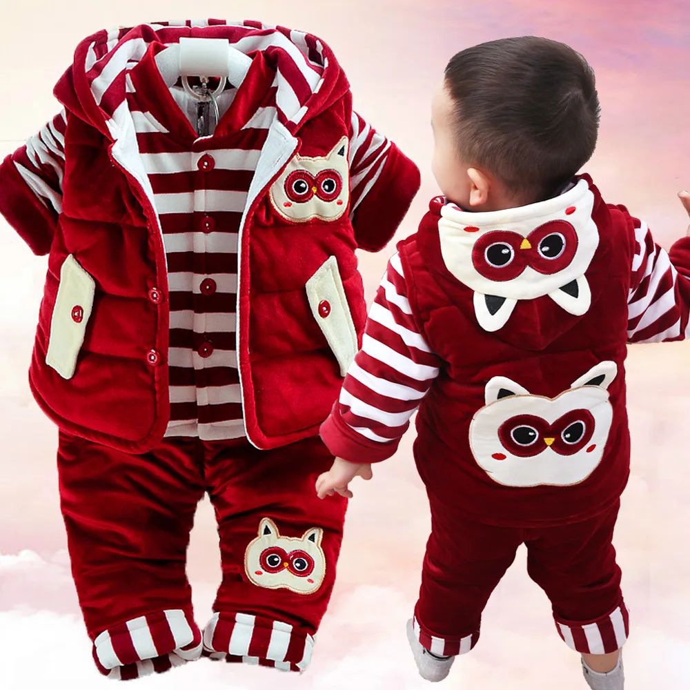 

Newborn Baby Boys Girls Winter Super Thick Warm Coat Vest Pant Set Kids Outdoor Snowsuit Infant 1Year Birthday Photography Suit