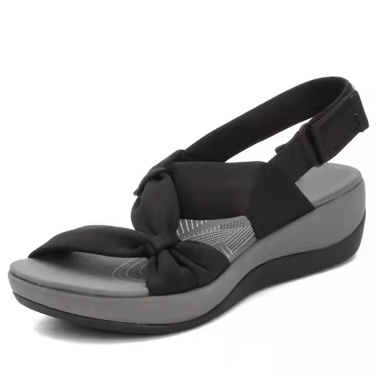 

Women Sandals 2021 Summer Closed Toe Roman Sandals Women Bow Platform Wedges Sandals Women Velcro Comfortable Sandalias