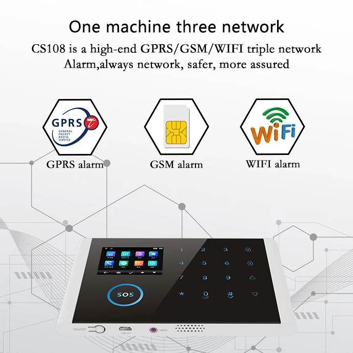 Wifi Gsm Wireless Home Business Burglar Security Alarm System App Control Siren Pir Window Smoke Sensor Doorbell Linkage | Безопасность