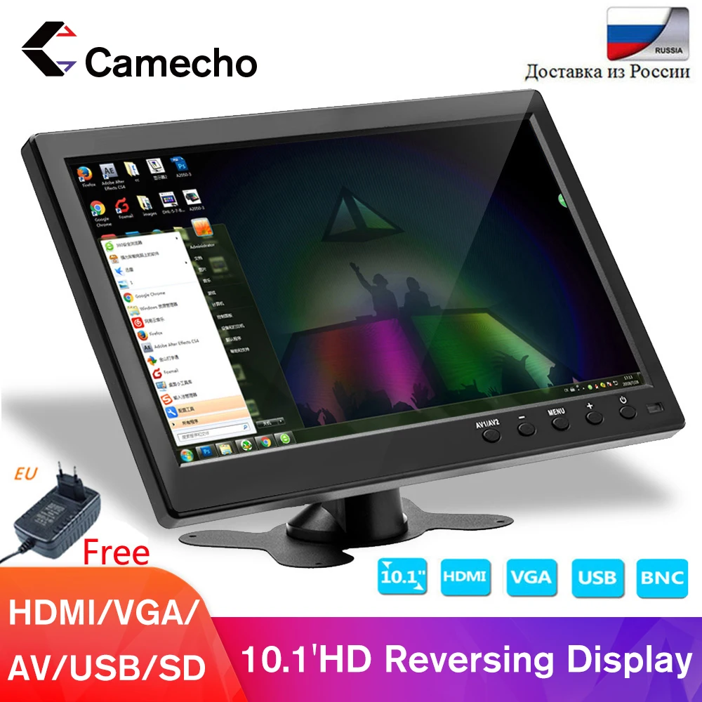 Монитор для подголовника автомобиля Camecho HD TFT LCD цифровой экран VGA/AV/USB/SD тонкий с УФ