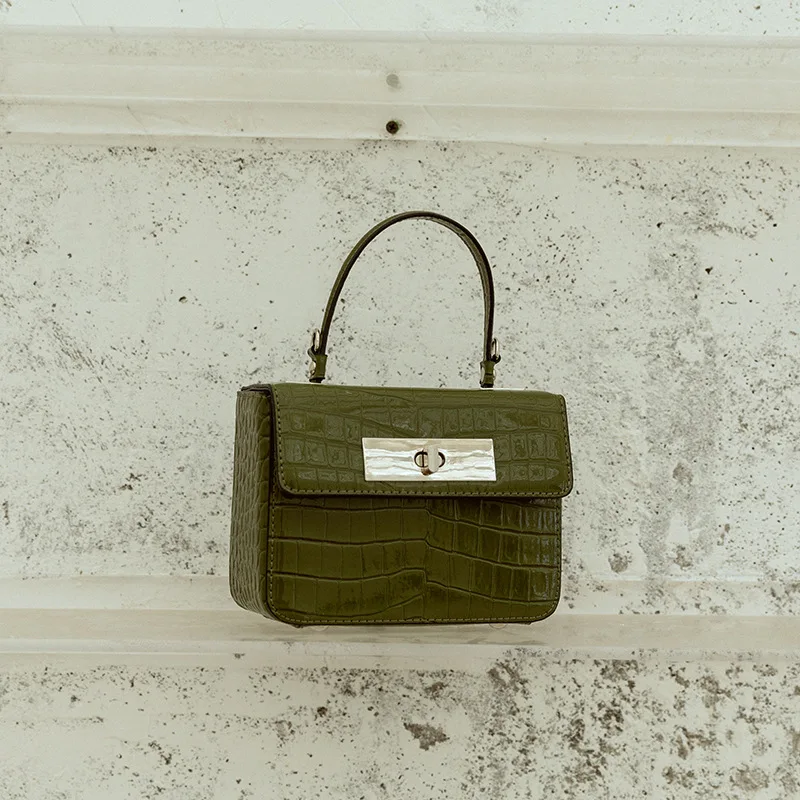 

Роскошная женская сумочка во французском стиле сапфирового синего цвета, Высококачественная блестящая Кожаная Мини-сумочка с крокодиловы...