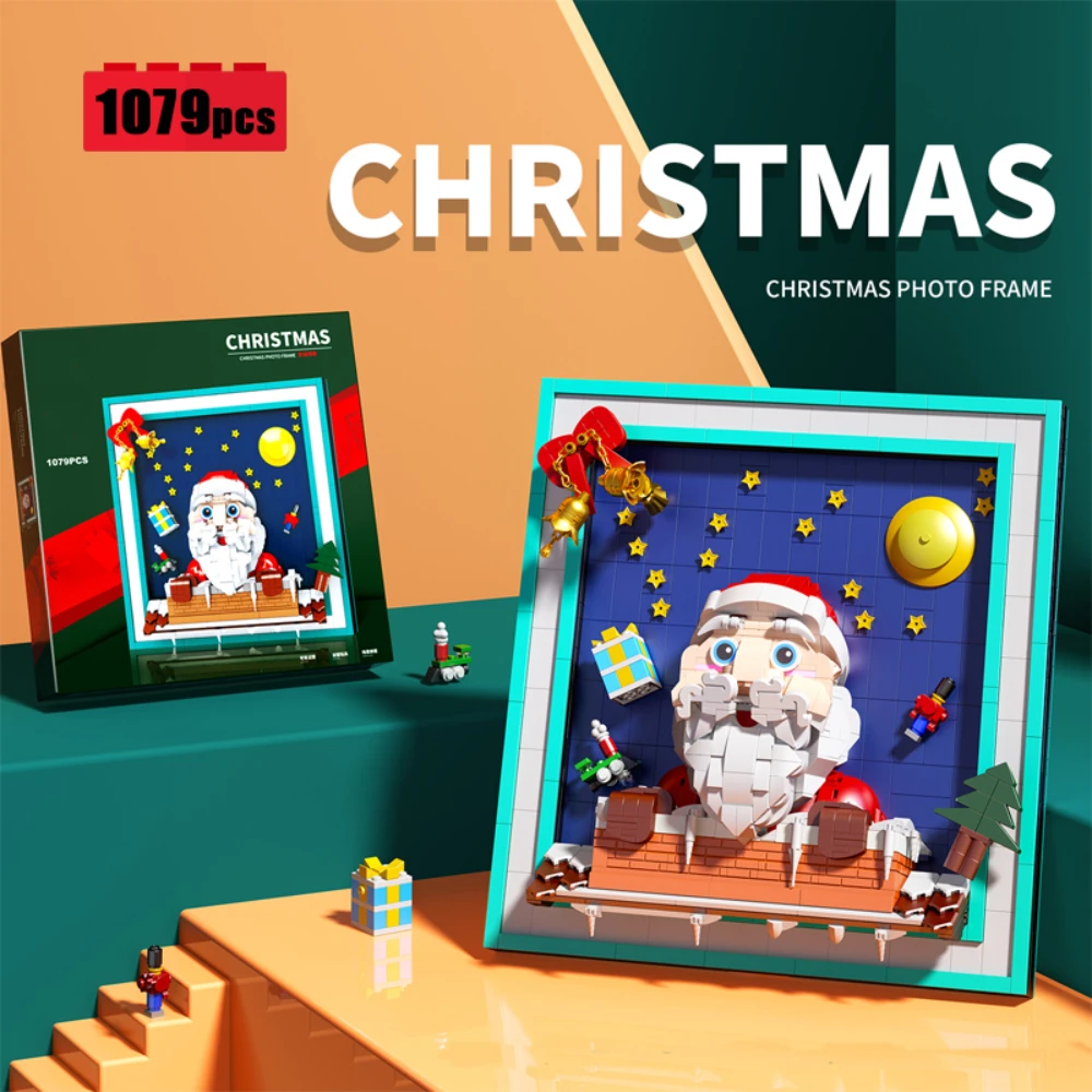 

1070Pcs Santa Photo Frame 88014 Model Building Blocks Bricks Moc Creative Expert Ideas Decoration Girls Toys Christmas Gifts