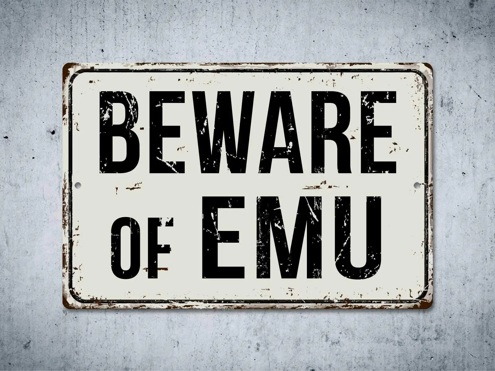 

Deerts 263VS Beware of Emu 8” x 12” Vintage Aluminum Retro Metal Sign