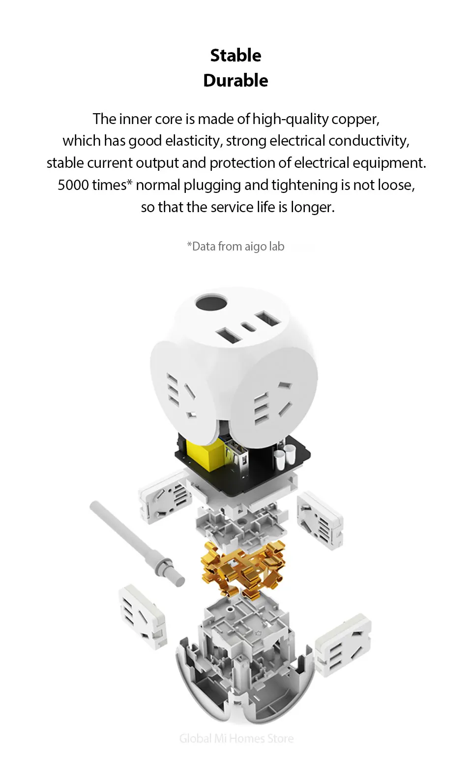 Xiaomi Youpin AIGO Magic cube розетка с адаптером питания, тремя портами национального стандарта, двумя портами USB и одним type-C