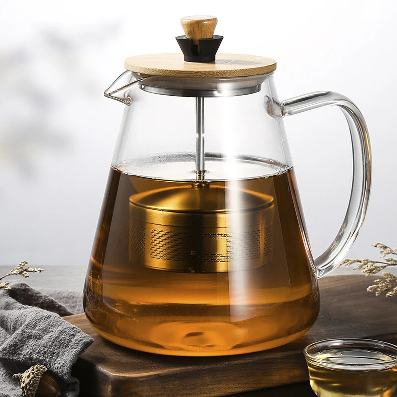 

Stainless Steel Infuser Teapot Clear Borosilica Glass Filter Heat Resistant Coffee Puer Tea Pot Heated Container Boiling Kettle