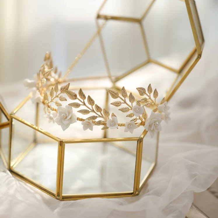 Женская позолоченная тиара с цветами обруч для волос | Украшения и аксессуары