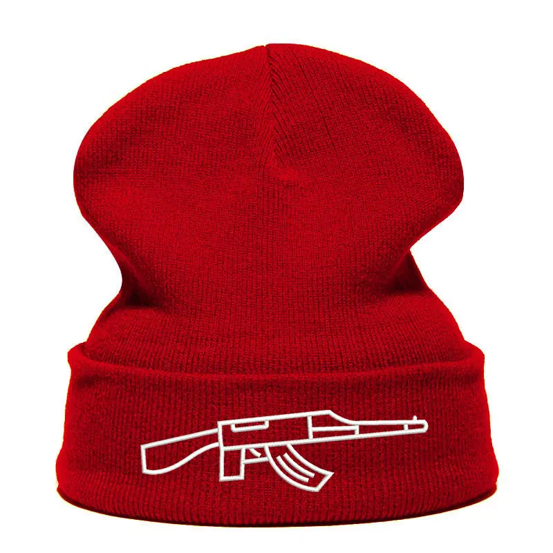 Beanie шляпа Skullie Кепки смутная зима вышивка в стиле панк Для мужчин Для женщин подростков уличных танцев забавные по заказу покупателя хип-хоп-автоматом AK