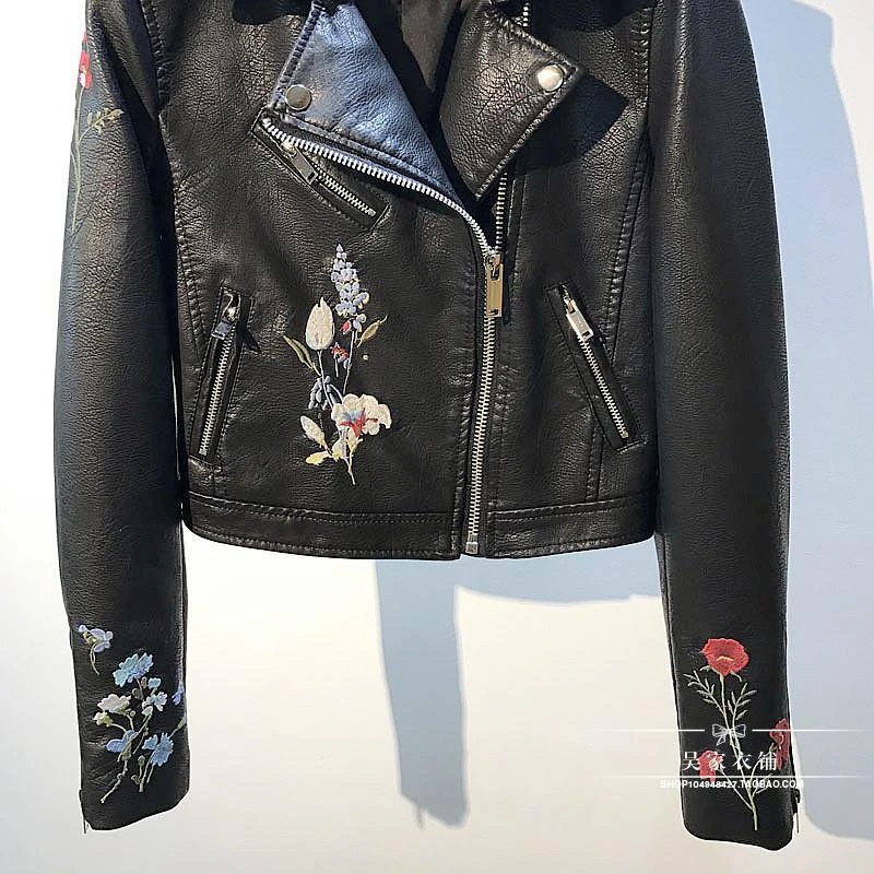 Женская короткая Автомобильная куртка из искусственной кожи с 3D принтом Женские