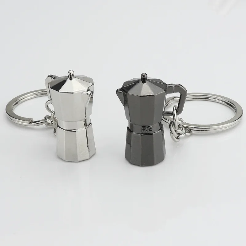 Creative Coffee Machine Keychain Handle Keyring Portable Key Chains Coffeeware Accessories Unisex Round Key Ring Hot Sale