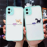 creative cute couple cartoon animal phone case matte transparent for iphone 7 8 11 12 s mini pro x xs xr max plus cover funda