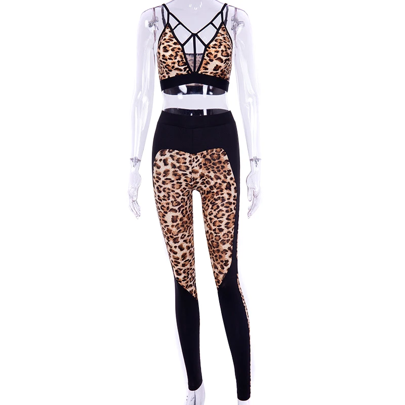 Лидер продаж женская одежда для фитнеса с леопардовым принтом спортивная
