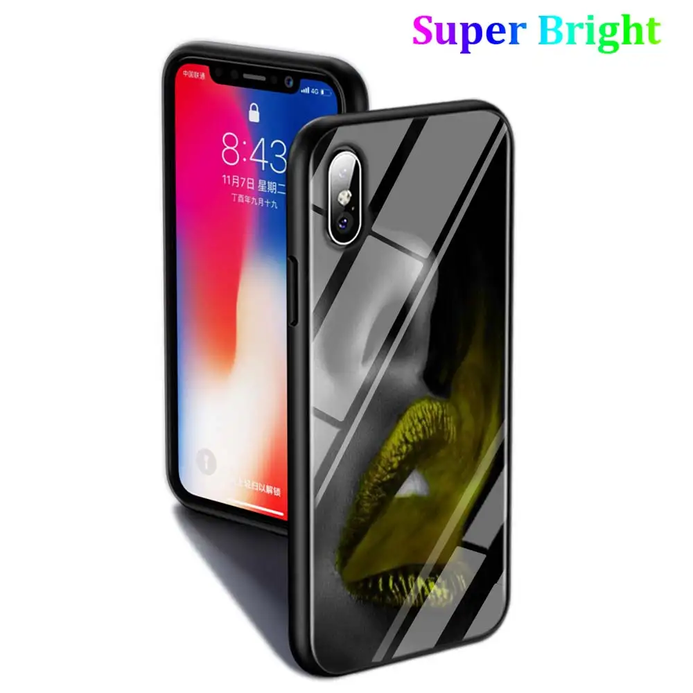 Черный чехол с красными губами для iPhone 11 11Pro X XR XS Max 8 7 6 6S Plus 5S 5 SE глянцевый