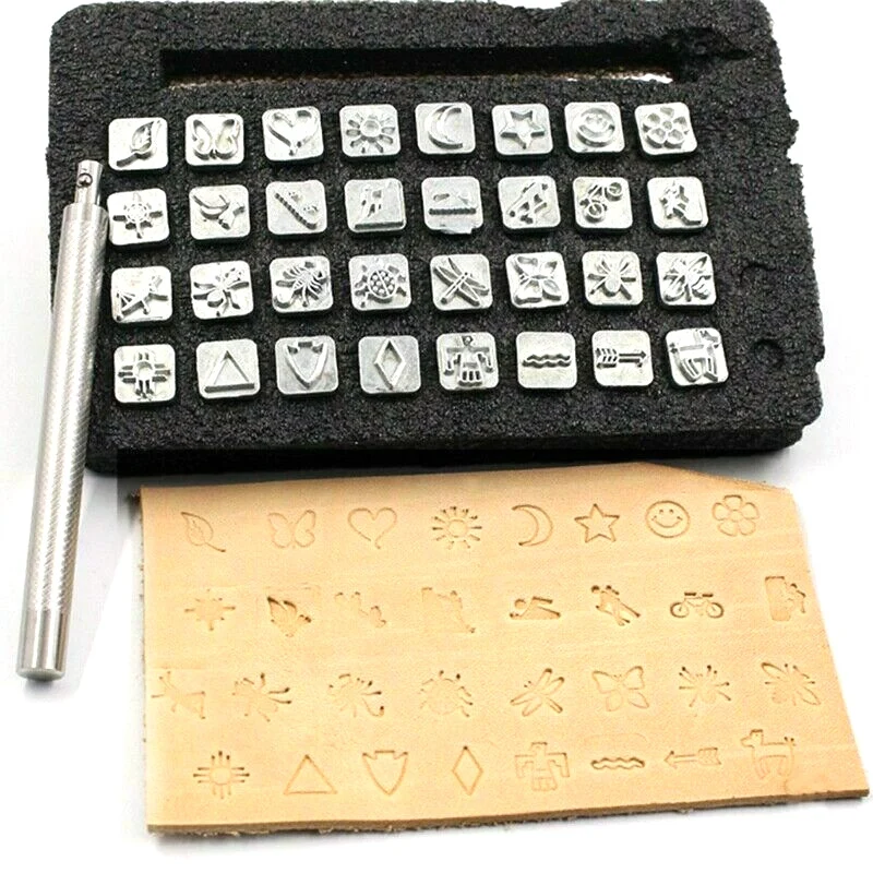 32 шт. Штамповочный Инструмент для штамповки кожи инструменты резьбы по коже DIY