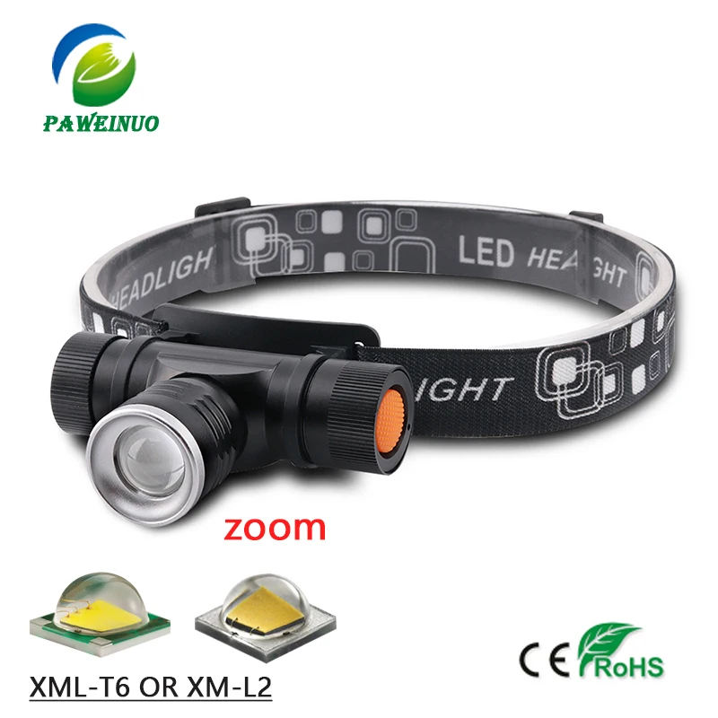 Светодиодный мини-налобный фонарь с ИК-датчиком перезаряжаемая USB фара T6 L2 Zoom