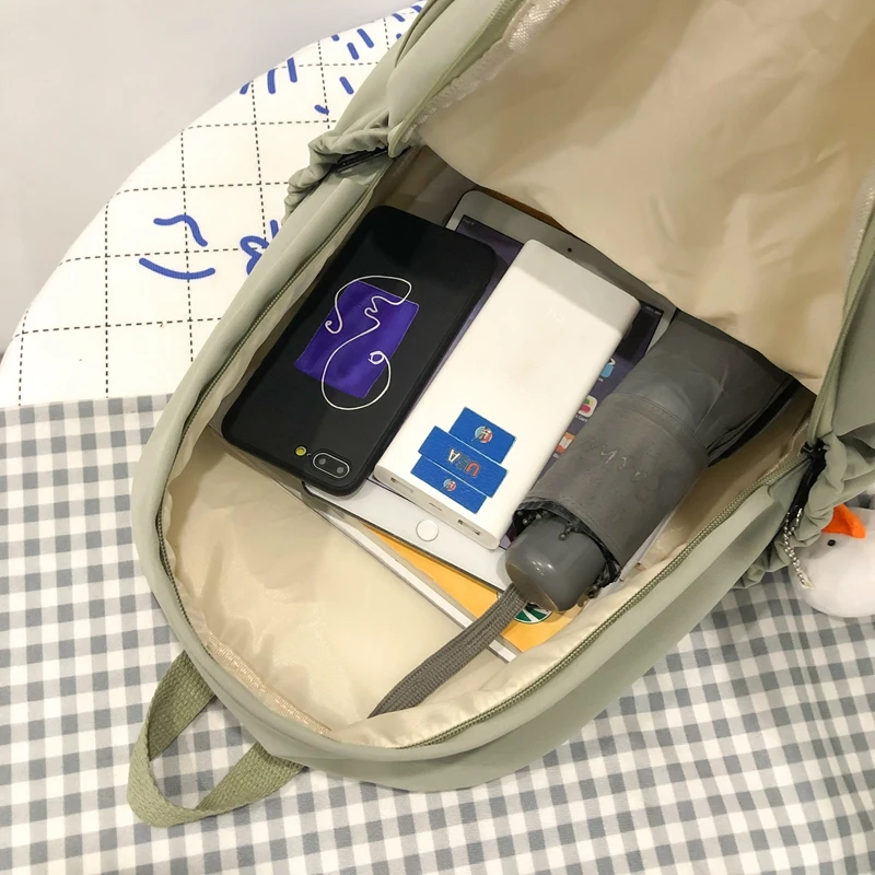 

Classic Multiple Pockets Waterproof Nylon Women Backpack Female Solid Color Insert Buckle School Bag High Quality Book Mochilas