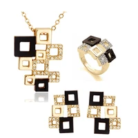 dubai wedding geometric gothic earring jewelry set women yellow gold color zircon necklace earrings jewelry sets