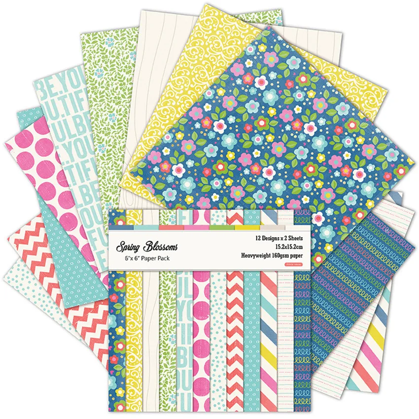 

24 Sheets/Pack 6"*6" Floral Letters Scrapbooking Papers DIY Art Background Paper Pad For Album Card Making Handmade Paper Craft