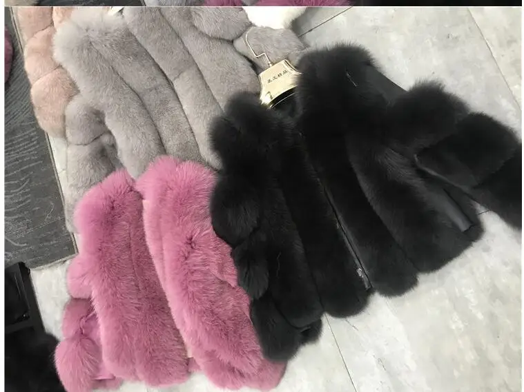 rose red Стильная Натуральная овечья кожа рукав шуба из натурального Лисьего меха для женщин короткий vestical дизайн OL дамы элегантный тонкий натуральный мех куртка - Цвет: rose red