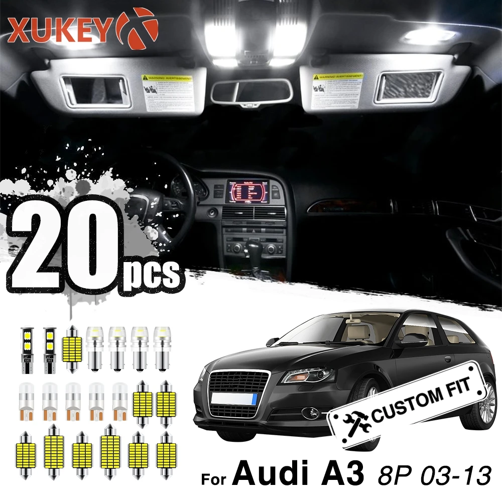 Xukey 16X для Audi A3 8P 2003-2013 авто Интерьер Карта кабина светодиодный светильник карта комплект номерной знак фестон купол чтения глобусы