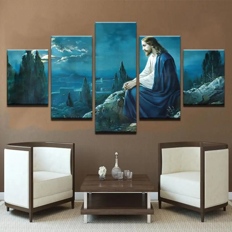 

5pcs living room porch canvas painting God Jesus mythology religion living room decoration background painting