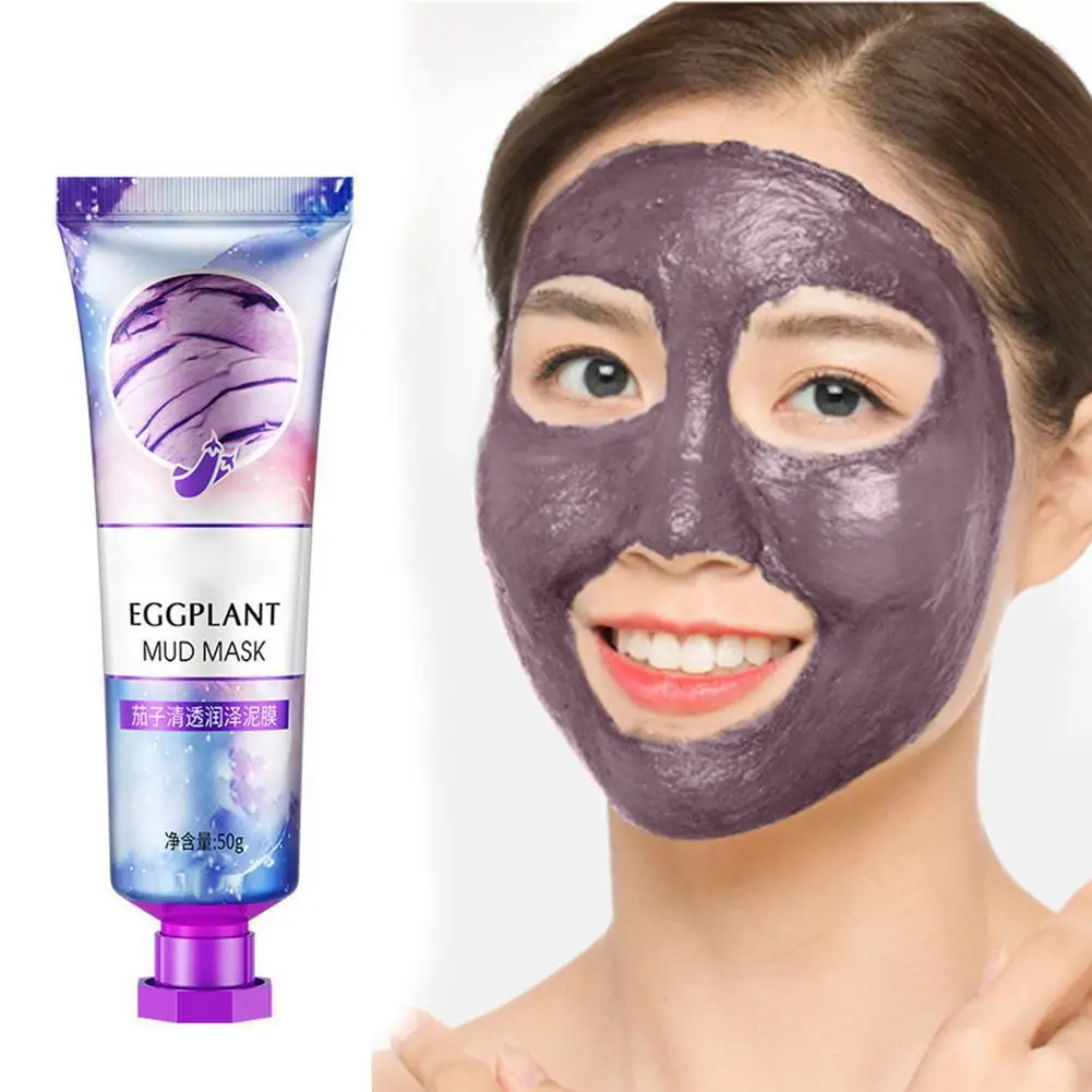 

New Eggplant Mud Mask Clear Smooth Skin Deep Cleaning The Pores Washable Facial Mask Anti-Aging Moisturizing Acne Treatment 50g