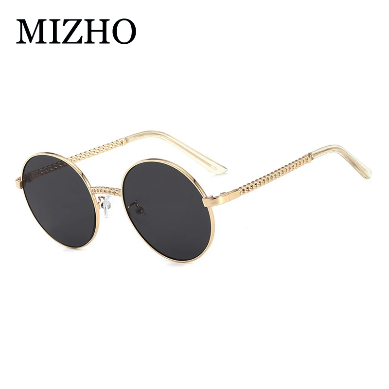 MIZHO, модные розовые солнцезащитные очки для женщин, круглый модный, высокое качество, металлическая цепь, UV400, оттенки, классические корейские очки, мужские очки
