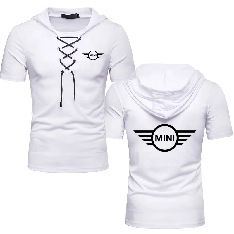 Футболка мужская с капюшоном хлопок короткий рукав Мини принт логотипа машины