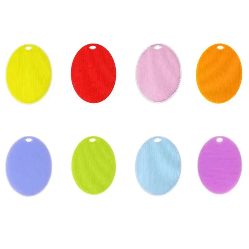 

Oval Silicon Dishwashing Brush Daily Necessities Household Insulation Placemat Fruit and Vegetable Cleaning Brush Hot Selling