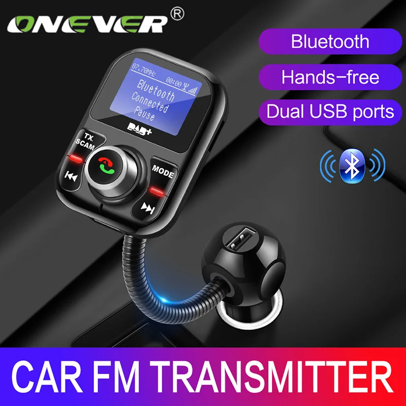 Onever вращающийся Автомобильный fm-передатчик Bluetooth DAB+ приемник с антенной 3.1A двойной USB Автомобильное зарядное устройство Поддержка TF карта u-диск AUX