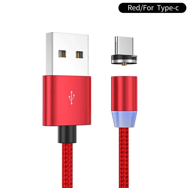 Red for type C YKZ Магнитный кабель Micro USB кабель для iPhone samsung type C Магнитный зарядный USB кабель Micro USB C Магнитный телефонный кабель освещение - Цвет: Red for type C