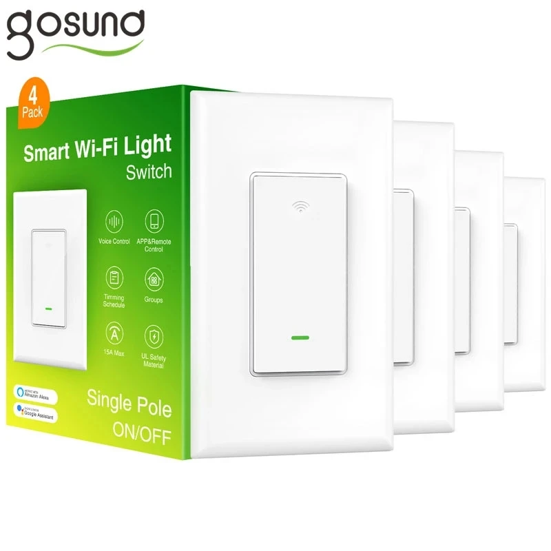 

Умный светильник ель света Gosund SW5, встроенный в стену, 15 А, совместим с Alexa Google Home, дистанционное управление, Wi-Fi