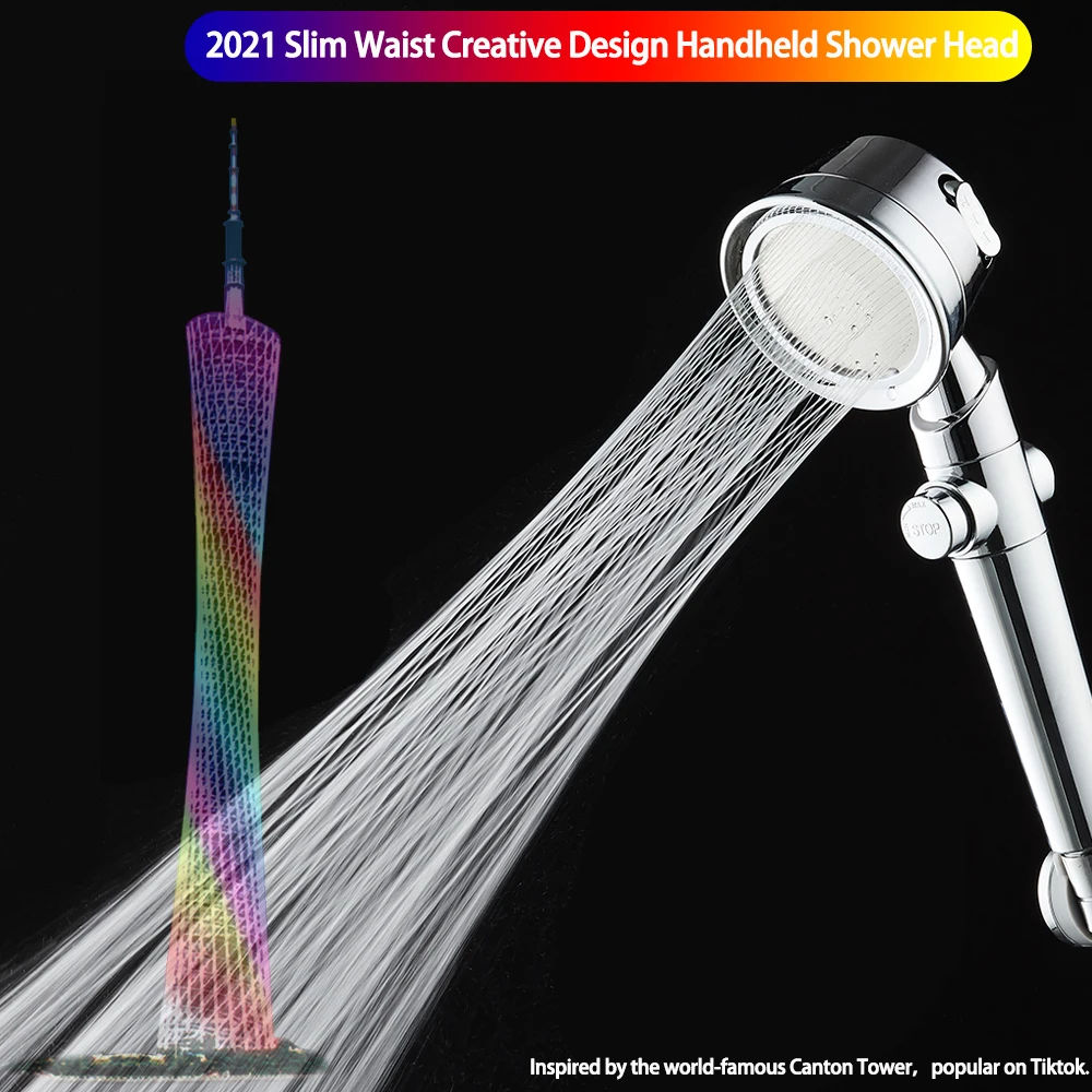 

Multifunctional Slim Waist Shower Head 3 Modes Adjustable Saving Water Replaceable Filter Detachable Bathroom Accessories
