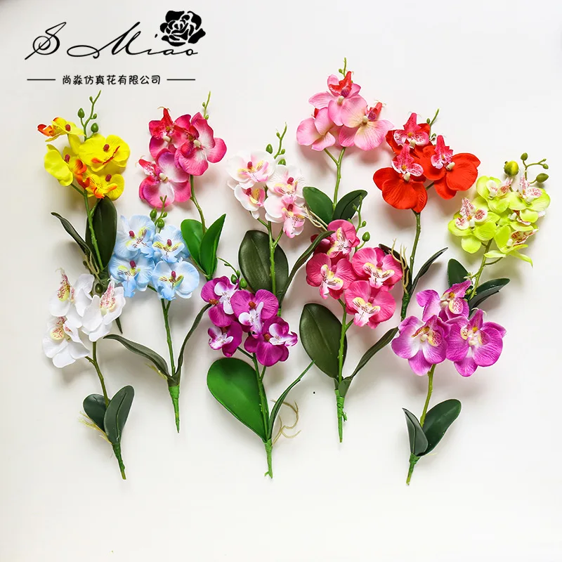 

Искусственный цветок, пластиковая Орхидея, шелковая мини-фаленопсис, искусственные растения, украшение для свадебной вечеринки, ветка цвет...