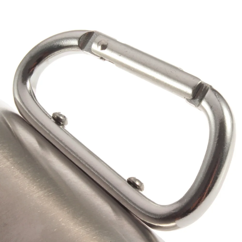 

220ml Stainless Steel Mug Outdoor Camp Camping Cup Carabiner Hook Double Wall New