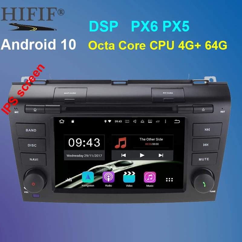 PX6 4 Гб ОЗУ 64 ПЗУ 8 ядер Android 10 подходит для MAZDA3 2004 2005 2006 2007 2008 2009 Автомобильный DVD
