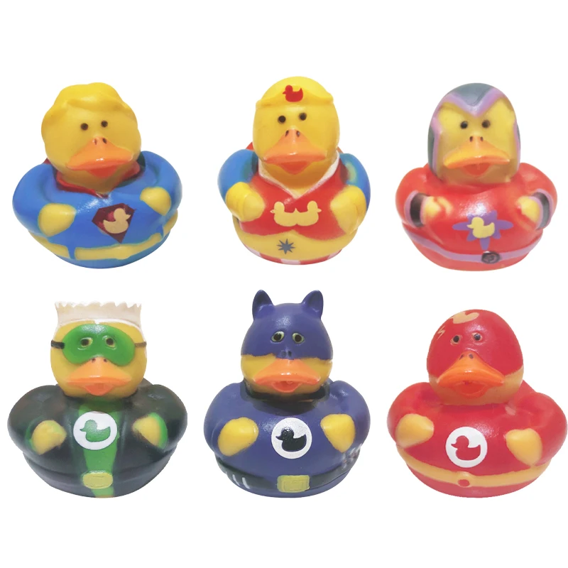 Mix 6 styles 6pcs 1/6 шт. классические ванная комната игрушка резиновая плавающая утка с персонажами Marvel серии милые утки детская ванна душ вода игрушка Подарки - Цвет: Mix 6 styles 6pcs