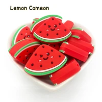 5pcs silicone teething watermelon beads food grade baby teether beads bpa free diy necklace pendant pacifier chain making