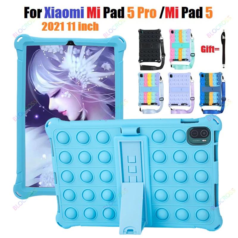 

Push Pop Bubble Silicone Case Compatible with Xiaomi Pad 5 MiPad 5 Pro 11inch 2021Anti-Stress Shockproof Case with Strap Stylus