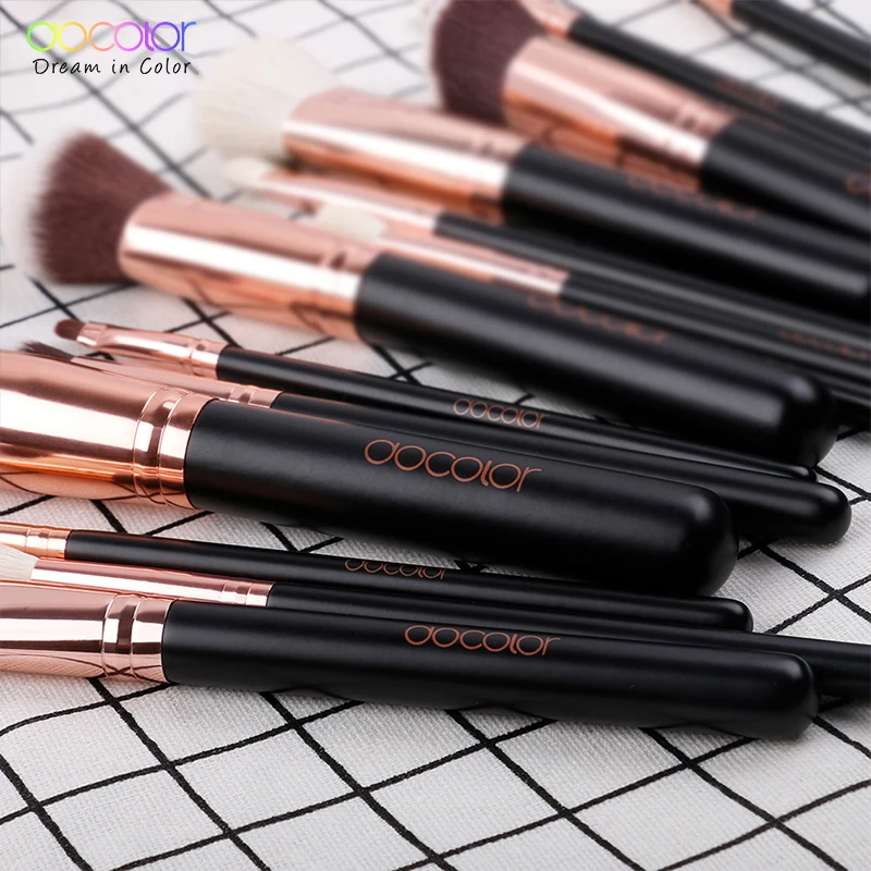 Набор профессиональных кистей для макияжа Docolor 11/15 шт. пудра основа тени век