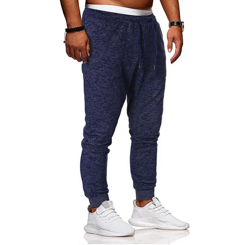 ZUSIGEL Men Blue Pants New Autumn Solid Casual Jogger Drawstring Slim Fit Sport Sweatpants Trousers | Мужская одежда