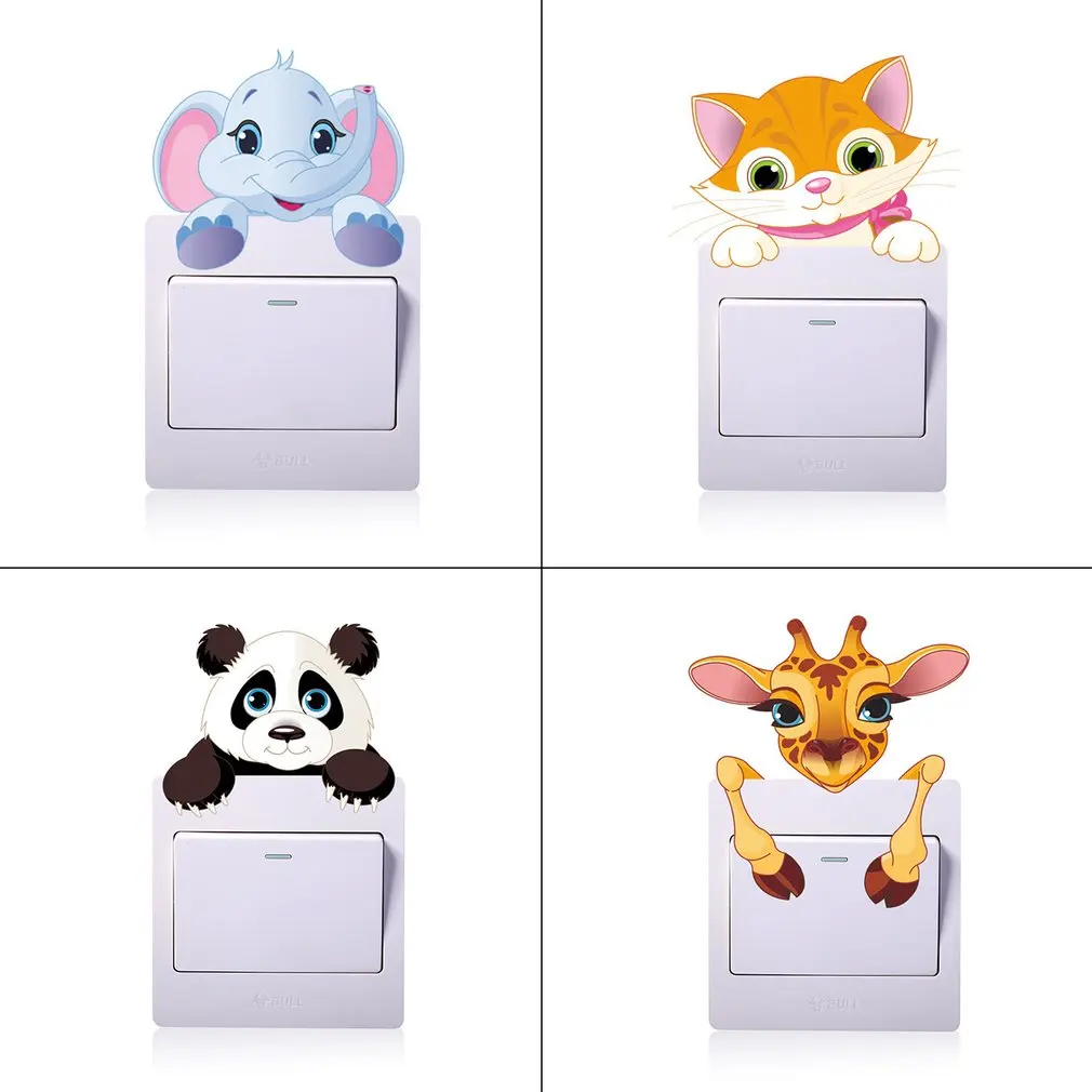 1 шт. наклейка с милым рисунком слон кошка панда Жираф выключатель света