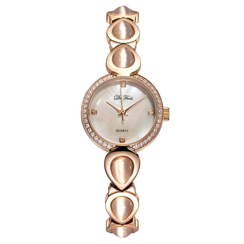 Rose gold Новинка, модные женские часы, роскошный бренд, опал, камень, браслет из нержавеющей стали, часы для девушек, кварцевые, под платье, часы, Reloj Mujer - Цвет: Rose gold
