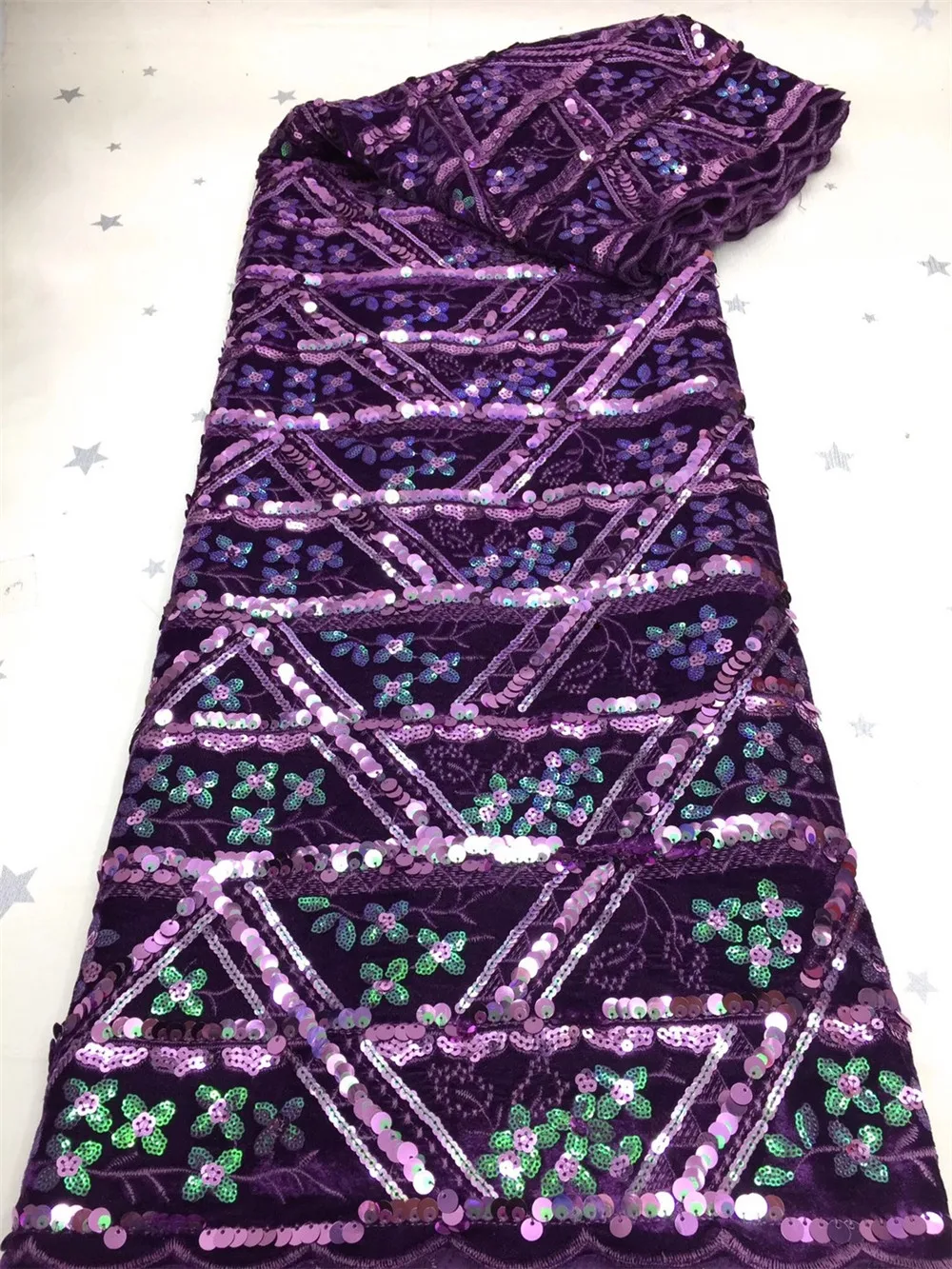 

MIQIER High Quality African Nigerian French Tulle Velvet Lace Fabric Sequins Embroidery Guipure Wedding Party Dress 5 Yards