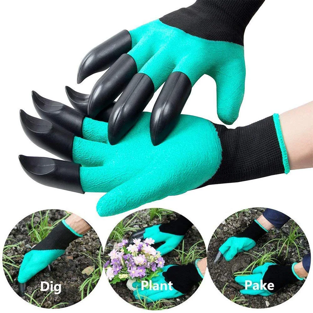 

Earth Digging Gardening Gloves Dipping with Agricultural planing pit Claws Garden Labor Protection Gloves latex anti-stab