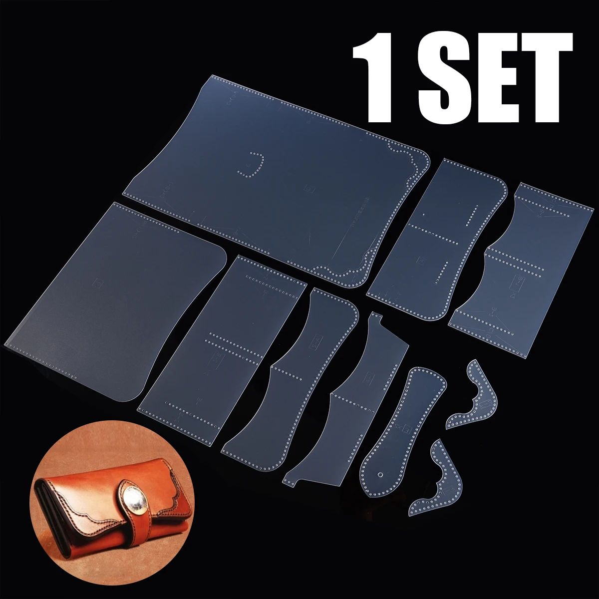 

1 set PVC DIY Women Wallet Leather Template Stencil Sewing Pattern Leather Craft Template DIY Stencil for Handcrafts Lovers